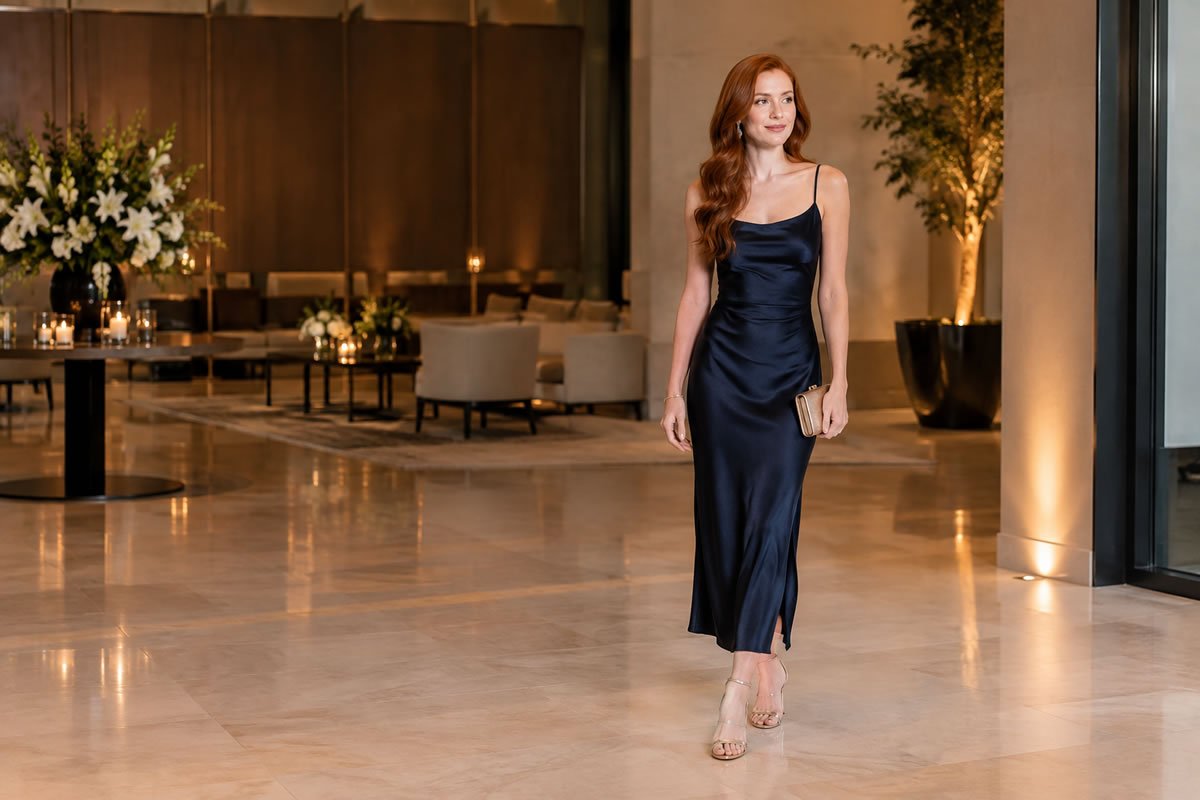 Mulher brasileira usando look elegante para dress code formal