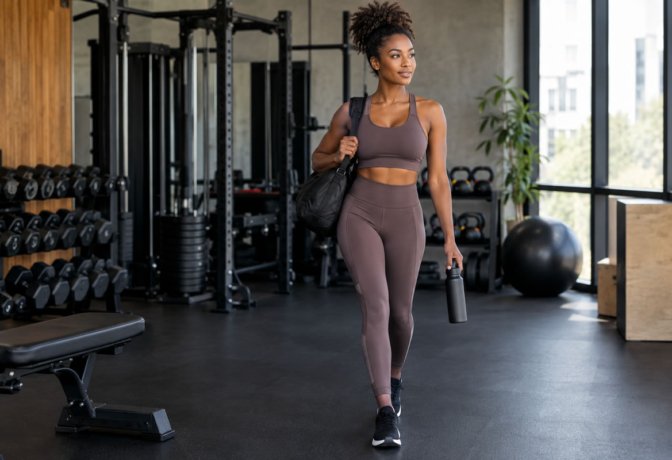 Look de academia feminino com roupa fitness estilosa e confortável