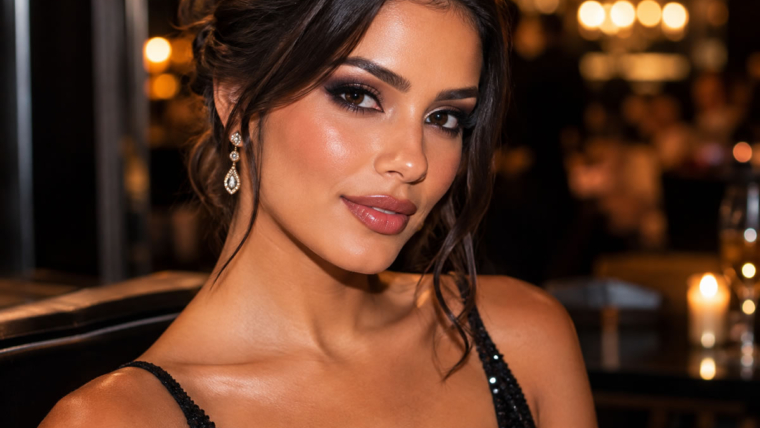 Maquiagem para festa à noite com olhos esfumados e pele iluminada