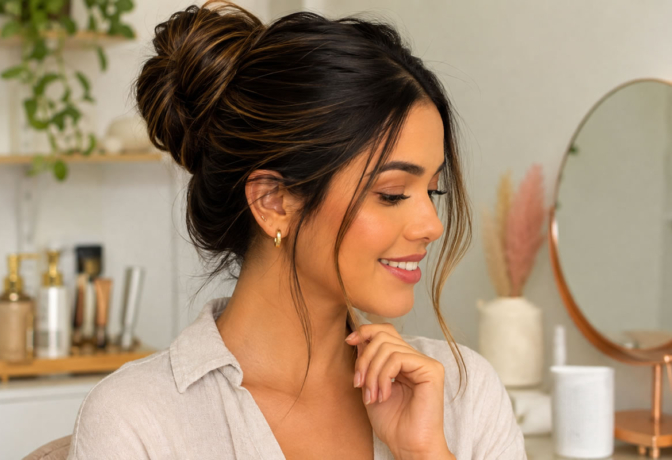 Mulher brasileira com penteado fácil para o dia a dia