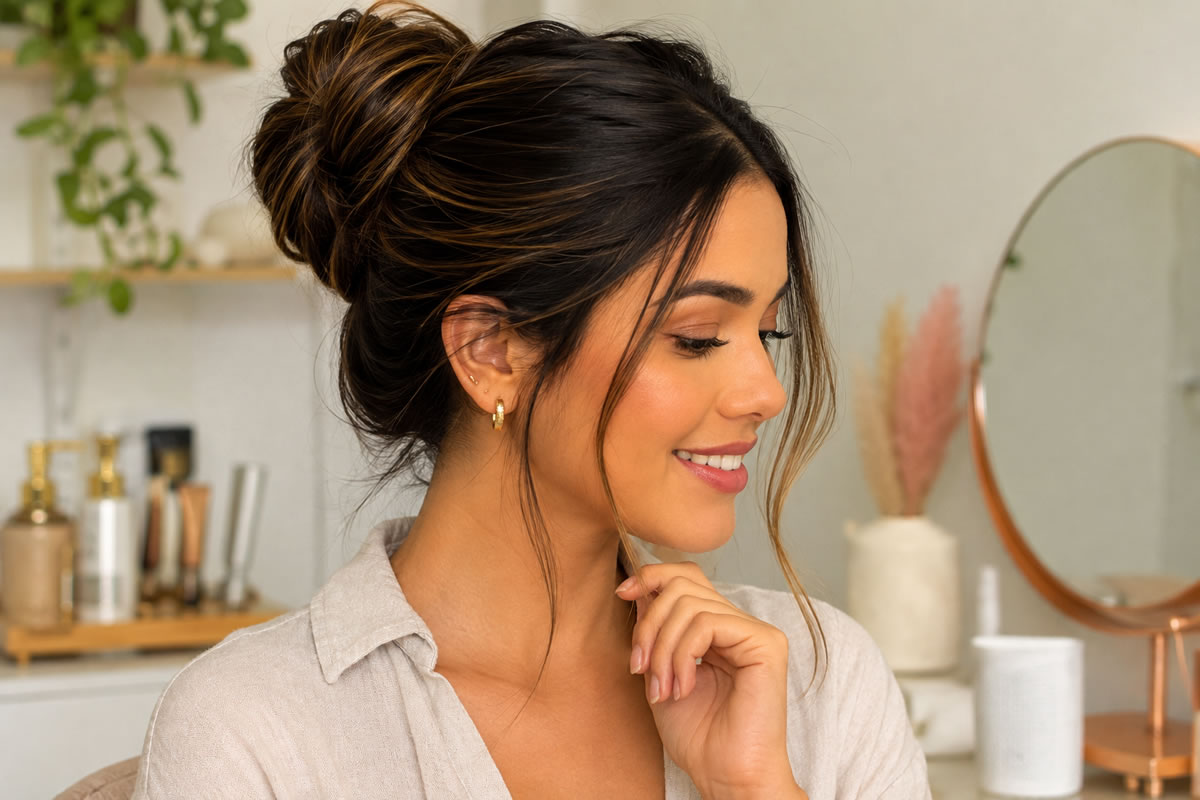 Mulher brasileira com penteado fácil para o dia a dia