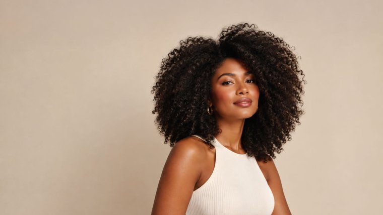 Mulher com cabelo crespo natural bem cuidado