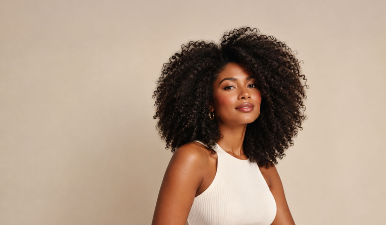 Mulher com cabelo crespo natural bem cuidado